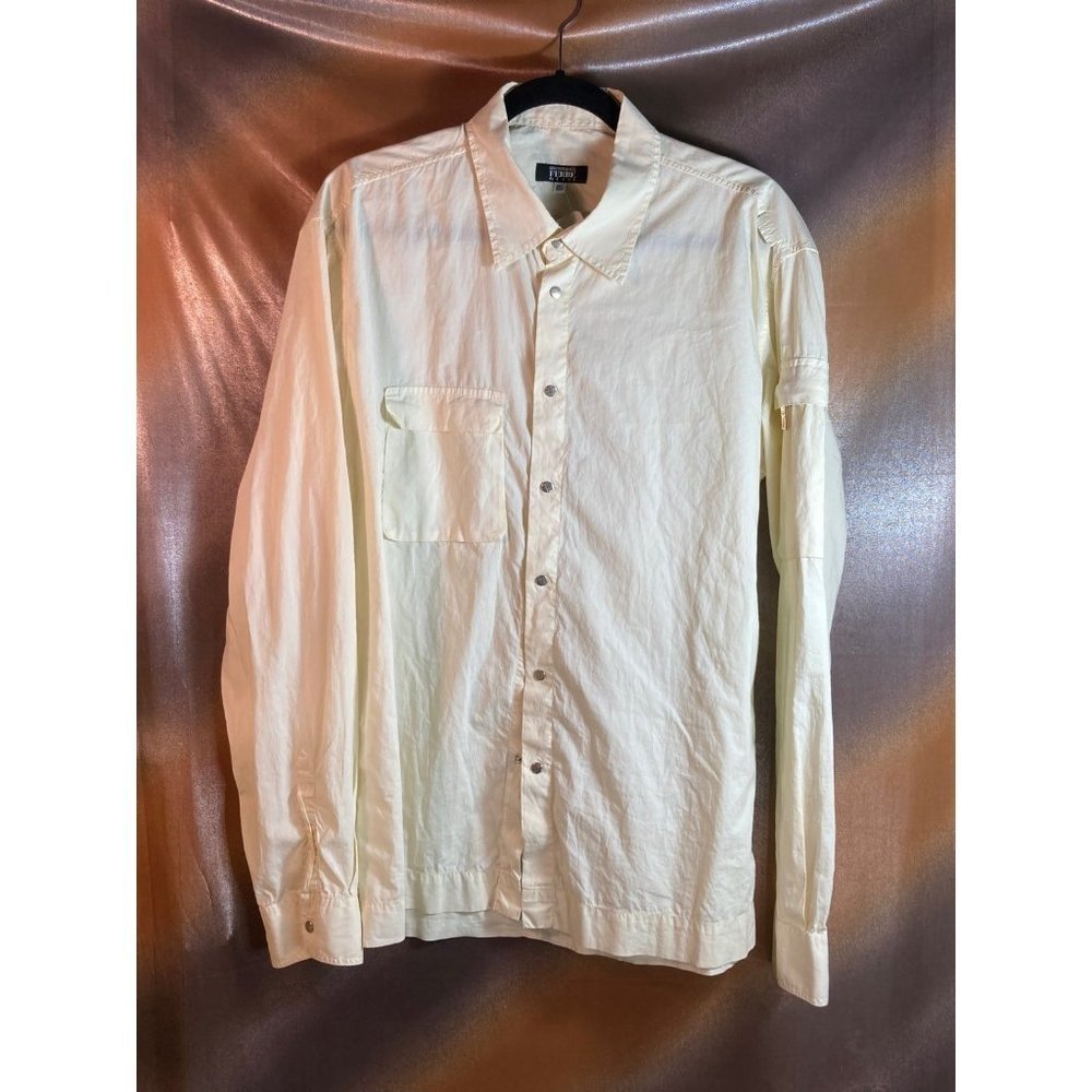 FERRE Jeans pale yellow Button Down Shirt with sleeve pocket  XXL 48” chest  W